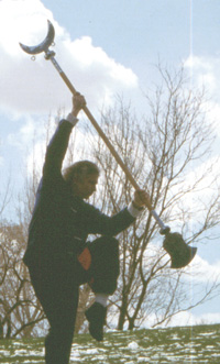 Buddha Zhen with his handmade Monk Spade.